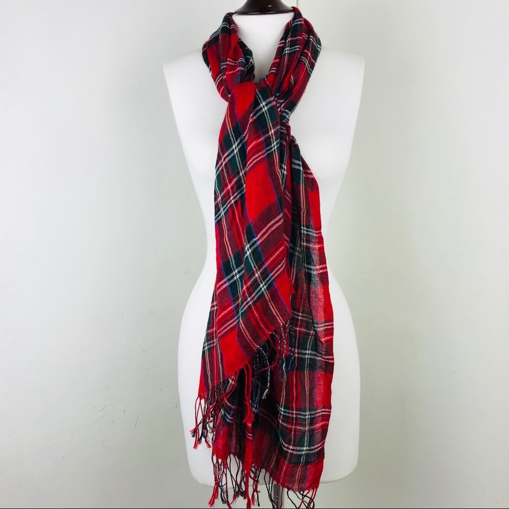 🌺🌺 Red Tartan Plaid Blanket Scarf Wrap